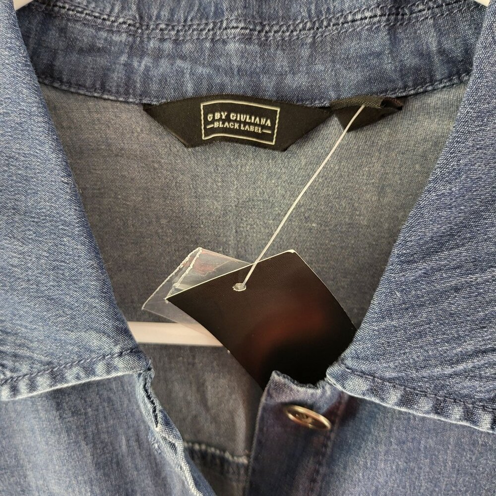 Women's Sleeveless Denim Button-Down Maxi Dress Braided Belt G By Giuliana M NWT - Picture 6 of 15